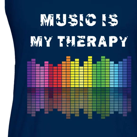 Music Is My Therapy Equalizer DJ Musical Quotes Gift Ladies Essential Flowy Tank