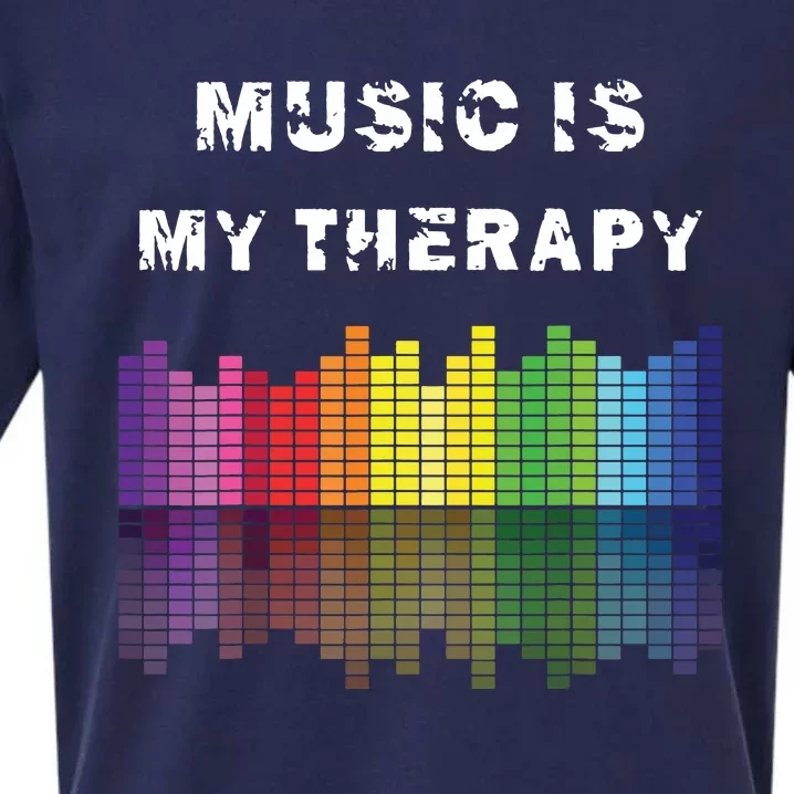 Music Is My Therapy Equalizer DJ Musical Quotes Gift Sueded Cloud Jersey T-Shirt