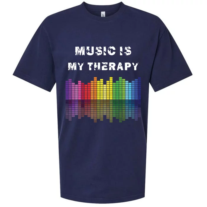 Music Is My Therapy Equalizer DJ Musical Quotes Gift Sueded Cloud Jersey T-Shirt