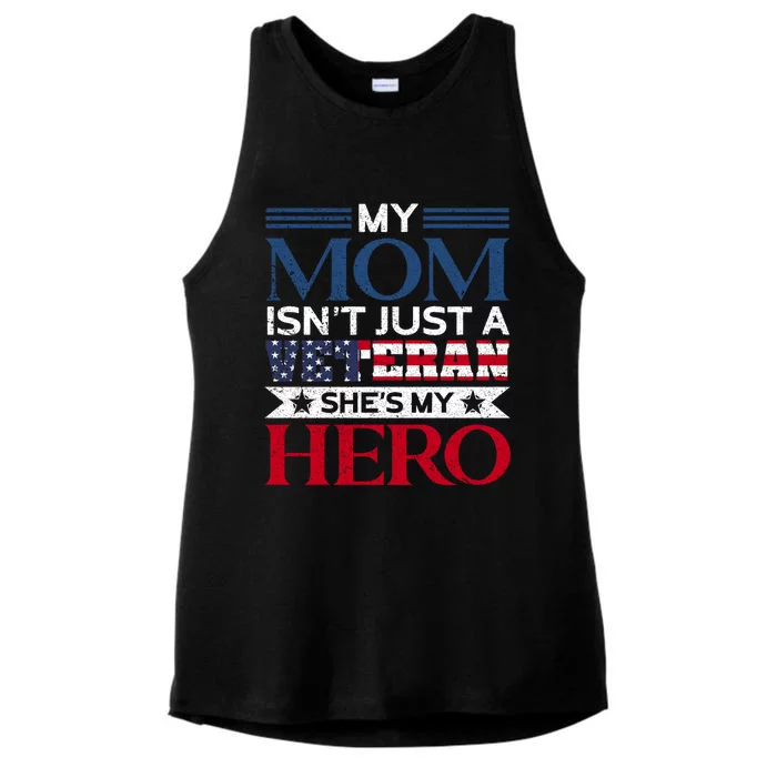 Mom Is My Hero Usa Flag Proud American Veteran Mom Cute Gift Ladies Tri-Blend Wicking Tank