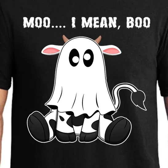 Moo I Mean Boo A Halloween Costume Boo Ghost Cow Cute Gift Pajama Set