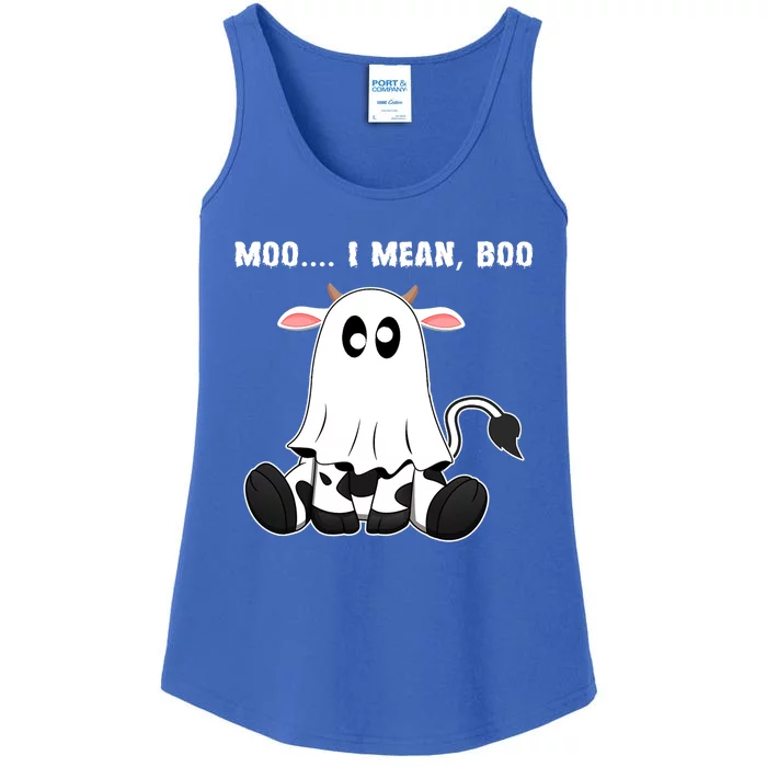 Moo I Mean Boo A Halloween Costume Boo Ghost Cow Cute Gift Ladies Essential Tank