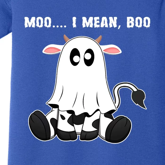 Moo I Mean Boo A Halloween Costume Boo Ghost Cow Cute Gift Baby Bodysuit