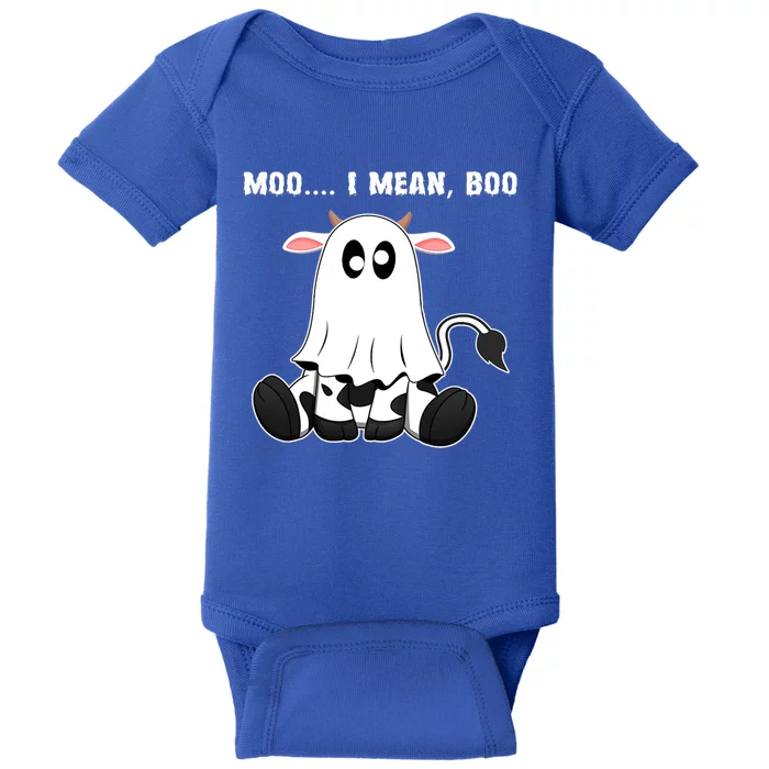 Moo I Mean Boo A Halloween Costume Boo Ghost Cow Cute Gift Baby Bodysuit