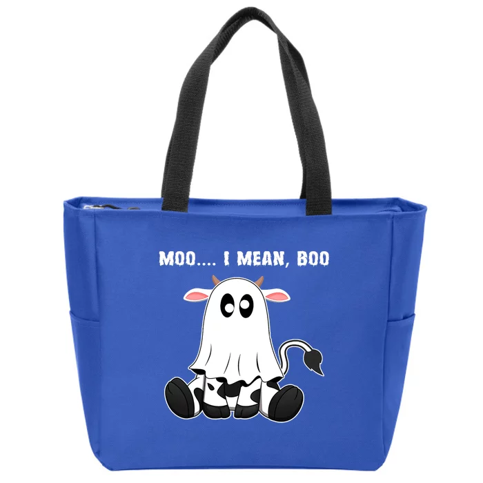 Moo I Mean Boo A Halloween Costume Boo Ghost Cow Cute Gift Zip Tote Bag