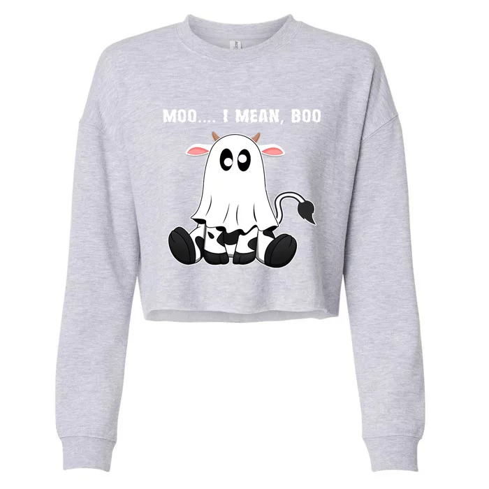 Moo I Mean Boo A Halloween Costume Boo Ghost Cow Cute Gift Cropped Pullover Crew