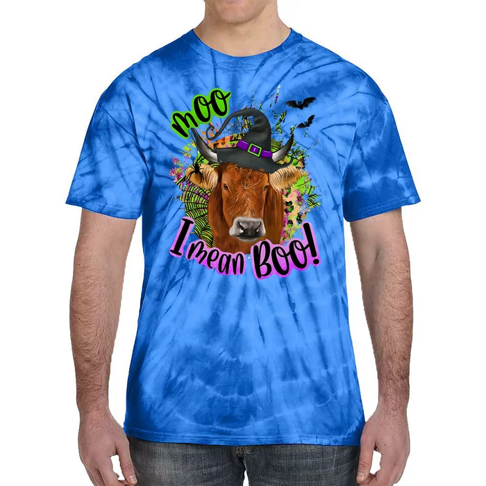 Moo I Mean Boo Witch Funny Cow With Halloween Costume Gift Tie-Dye T-Shirt