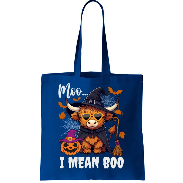 Moo I Mean Boo Witch Highland Cow Halloween Costume Cute Gift Tote Bag