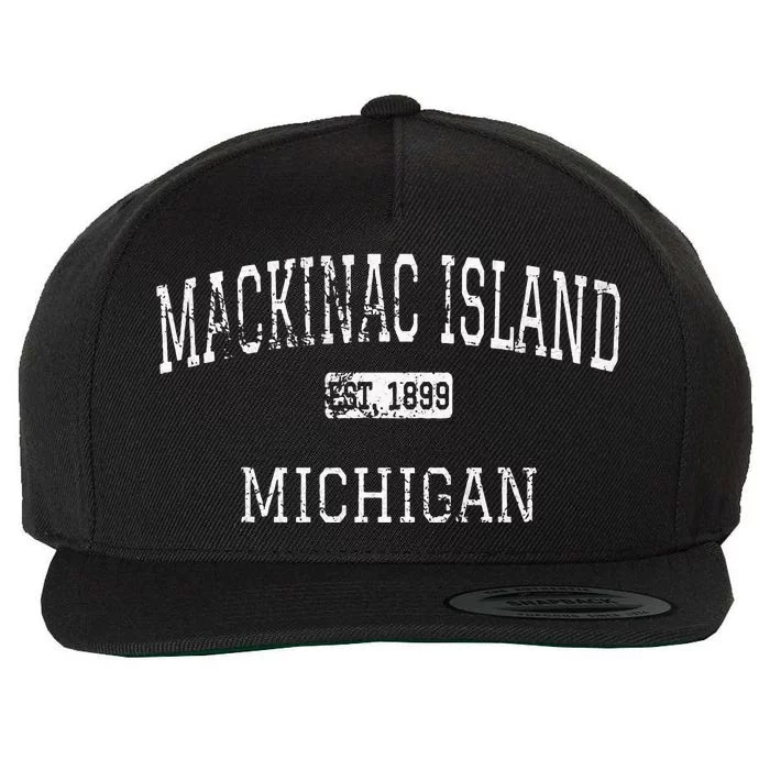 Mackinac Island Michigan MI Vintage Wool Snapback Cap