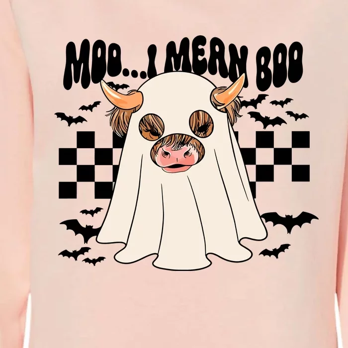 Moo... I Mean Boo Halloween Highland Cow Womens California Wash Sweatshirt