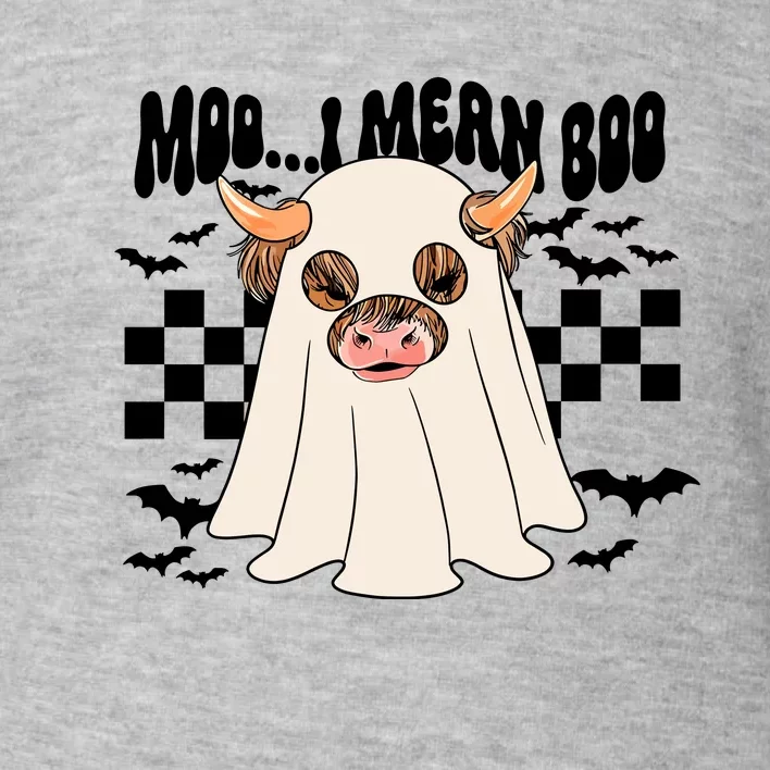 Moo... I Mean Boo Halloween Highland Cow Toddler Sweatshirt