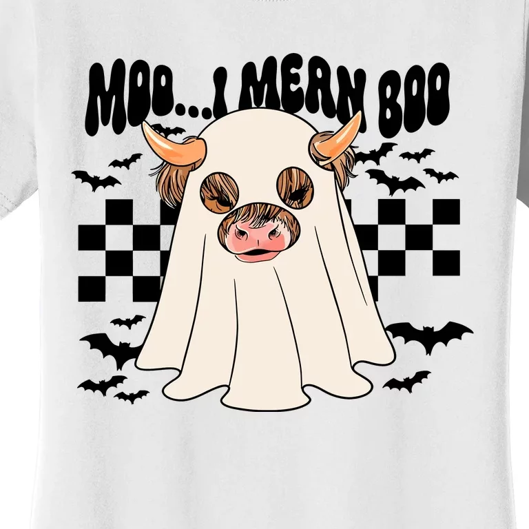 Moo... I Mean Boo Halloween Highland Cow Women's T-Shirt