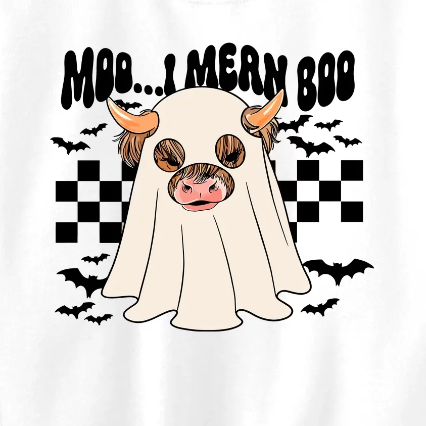 Moo... I Mean Boo Halloween Highland Cow Kids Sweatshirt