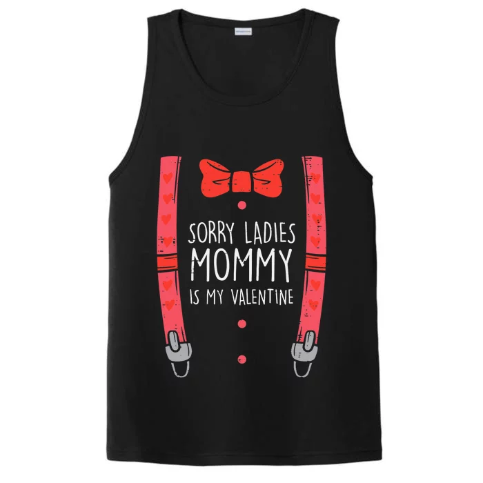 Mommy Is My Valentine Suspenders Bow Tie Boy Performance Tank