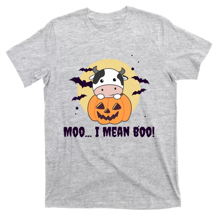 Moo I Mean Boo Cute Kawaii Halloween Cow Ghost T-Shirt