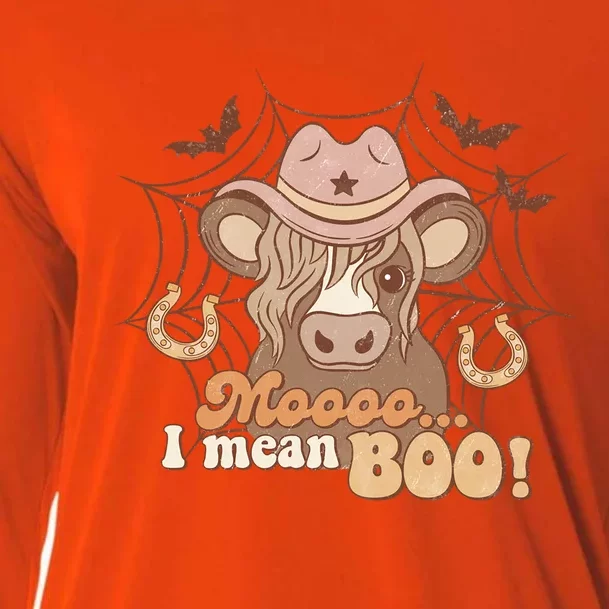 Moo I Mean Boo Ghost Cow Cow Hat Western Halloween Meaningful Gift Cooling Performance Long Sleeve Crew