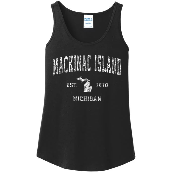 Mackinac Island Michigan Mi Vintage Athletic Sports Design Ladies Essential Tank