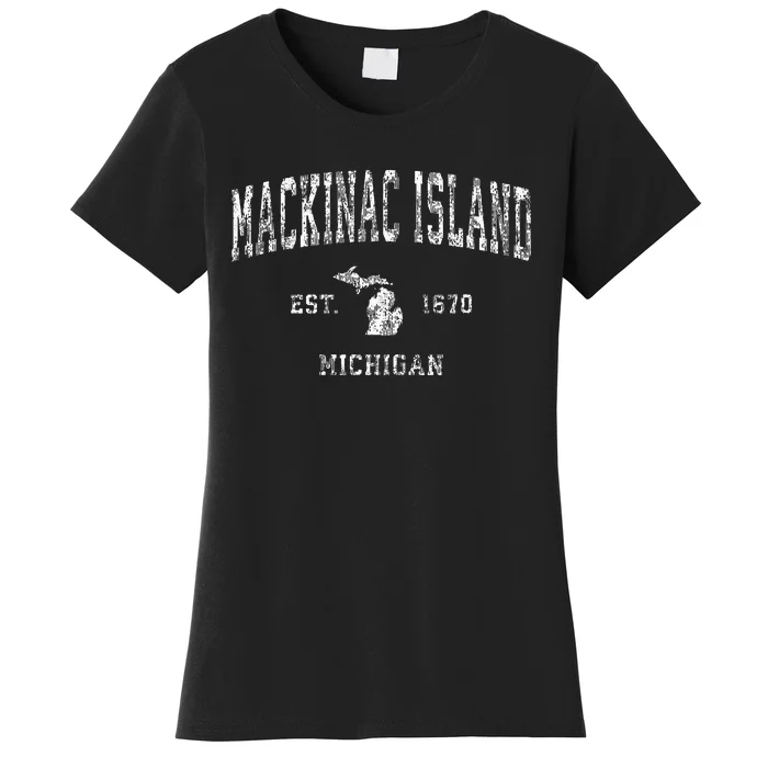 Mackinac Island Michigan Mi Vintage Athletic Sports Design Women's T-Shirt