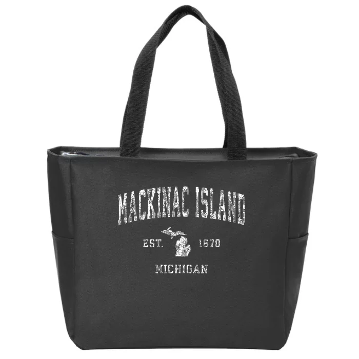 Mackinac Island Michigan Mi Vintage Athletic Sports Design Zip Tote Bag