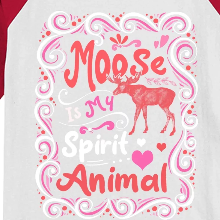 Moose Is My Spirit Animal Christmas Thanksgiving Gift Kids Colorblock Raglan Jersey