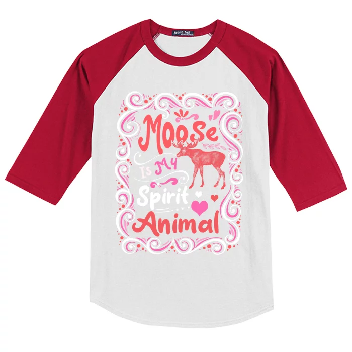 Moose Is My Spirit Animal Christmas Thanksgiving Gift Kids Colorblock Raglan Jersey