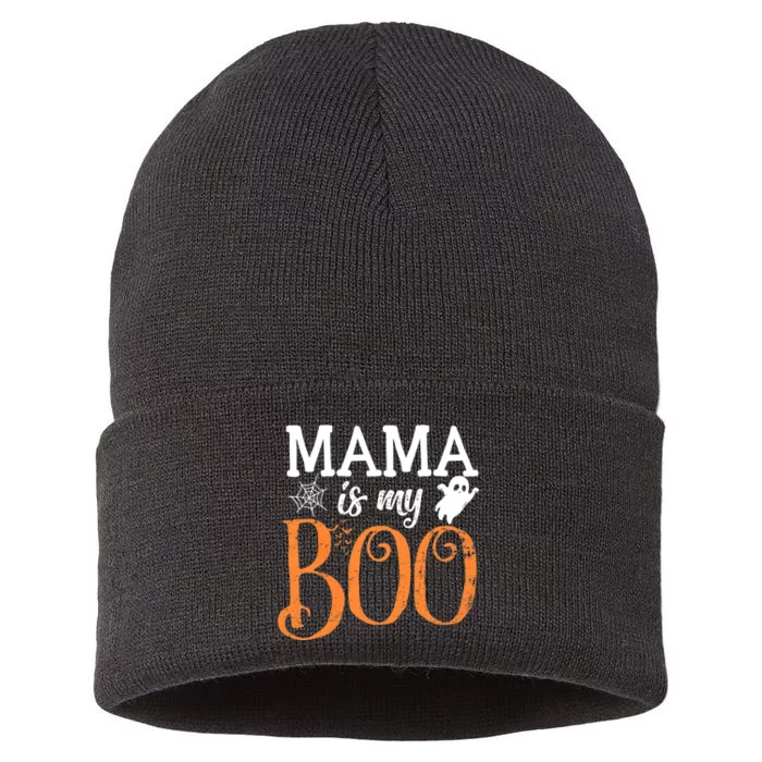 Mama Is My Boo Halloween Costume Boo Ghost Sustainable Knit Beanie