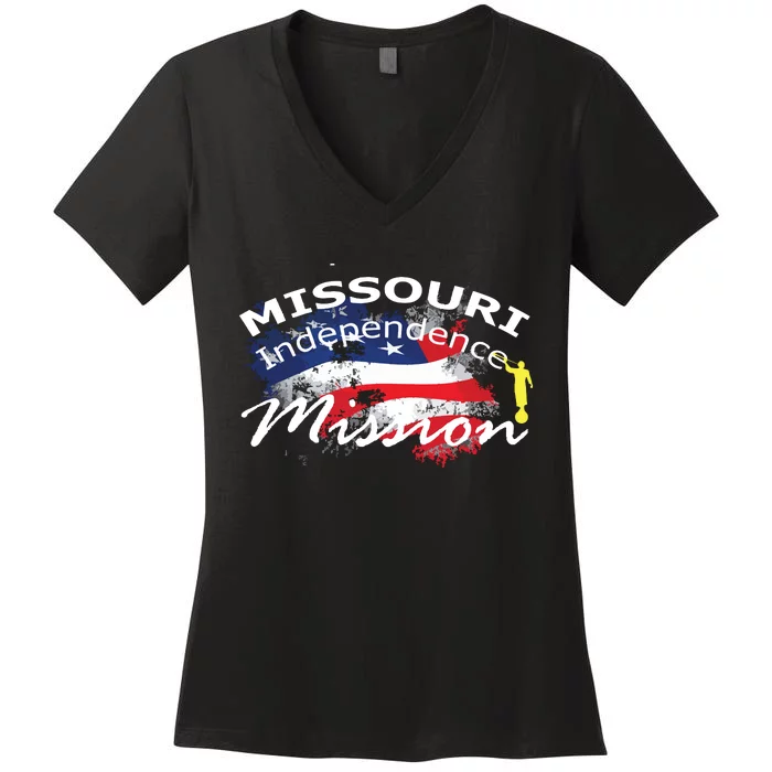 Missouri Independence Mormon Lds Mission Missionary Gift Women's V-Neck T-Shirt