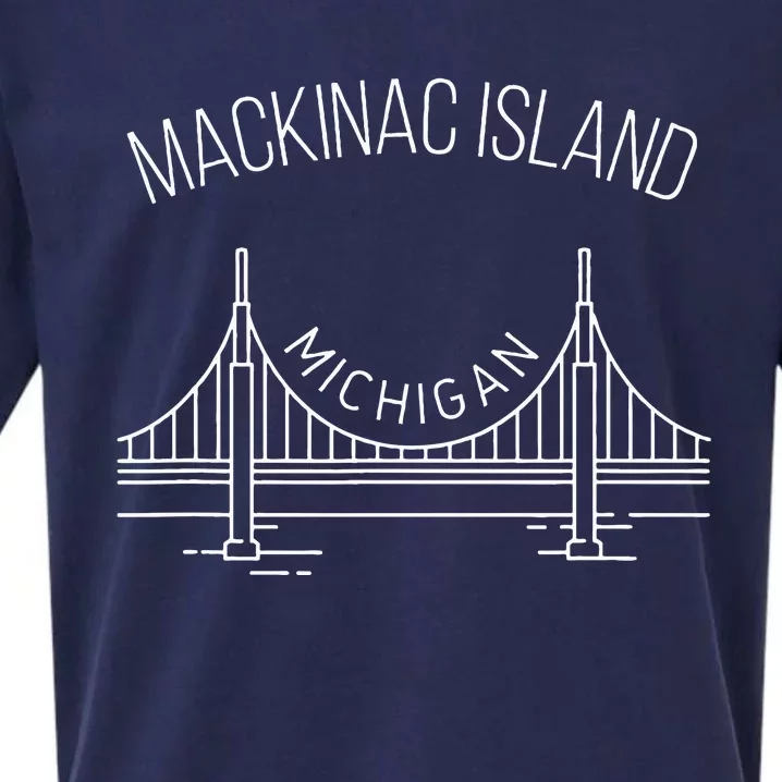 Mackinac Island Michigan With Bridge Weekend Travel Sueded Cloud Jersey T-Shirt