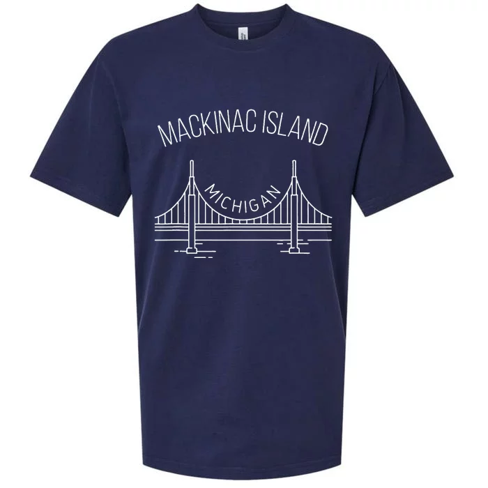 Mackinac Island Michigan With Bridge Weekend Travel Sueded Cloud Jersey T-Shirt