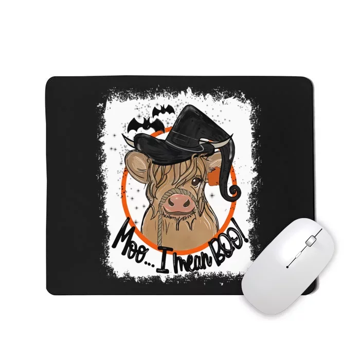 Moo I Mean Boo Ghost Witch Cow Bleached Funny Halloween Mousepad