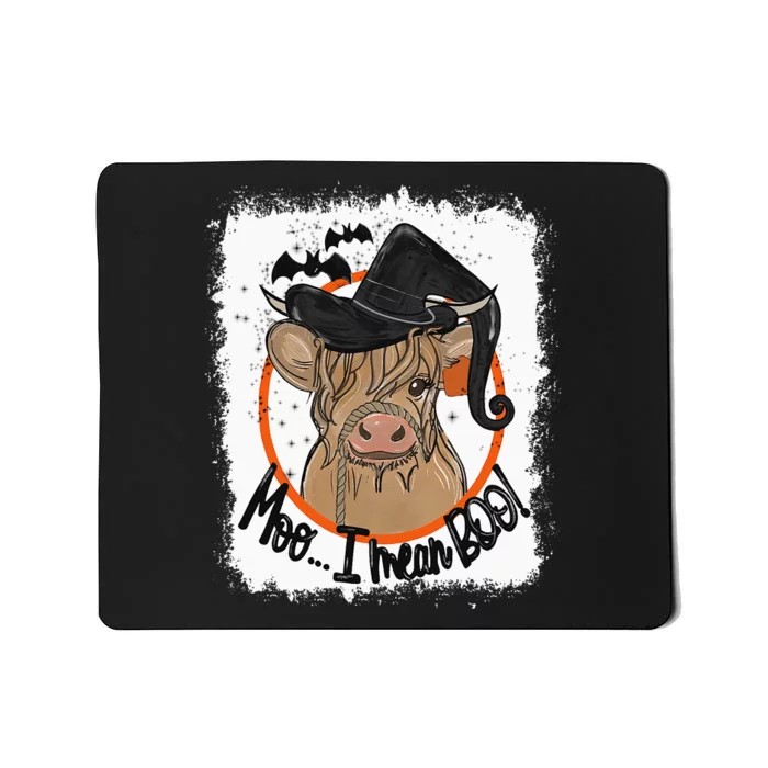 Moo I Mean Boo Ghost Witch Cow Bleached Funny Halloween Mousepad