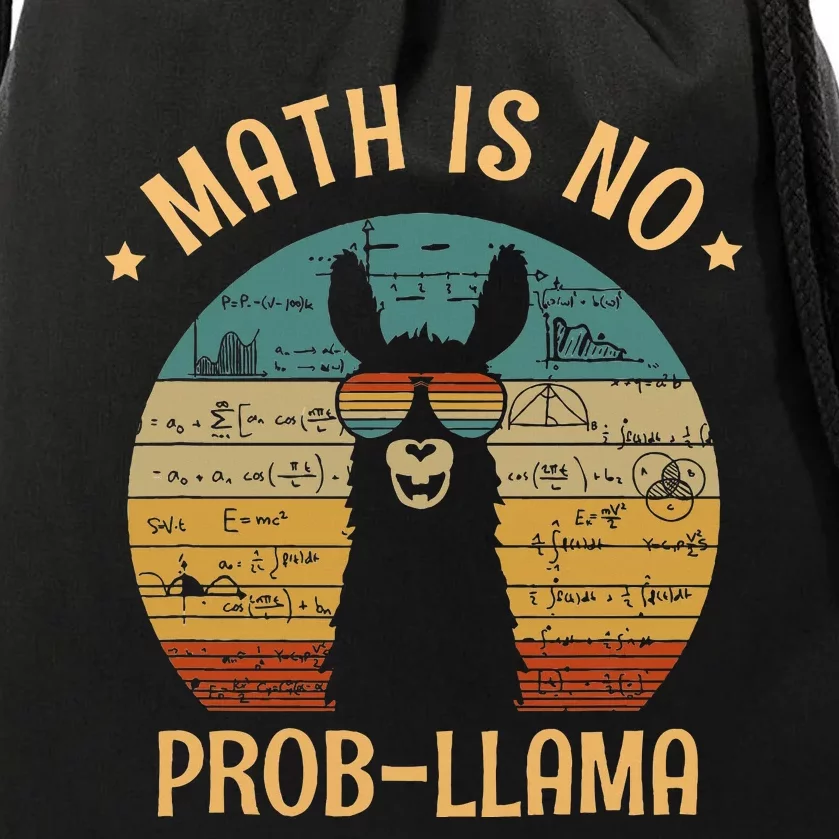 Math Is No Prob Llama Funny Teacher Drawstring Bag