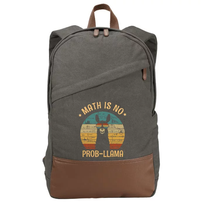 Math Is No Prob Llama Funny Teacher Cotton Canvas Backpack