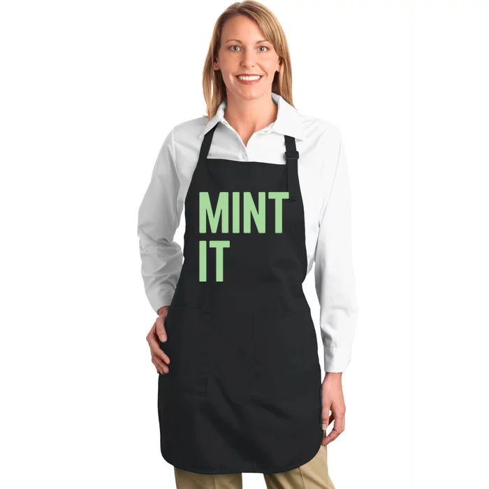 Mint It NFT Funny Crypto Currency Full-Length Apron With Pocket