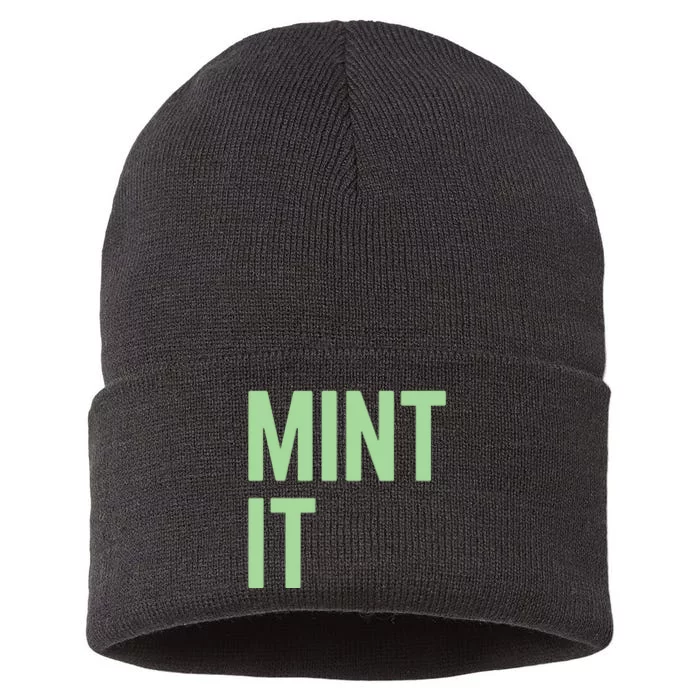 Mint It NFT Funny Crypto Currency Sustainable Knit Beanie