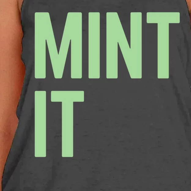 Mint It NFT Funny Crypto Currency Women's Knotted Racerback Tank