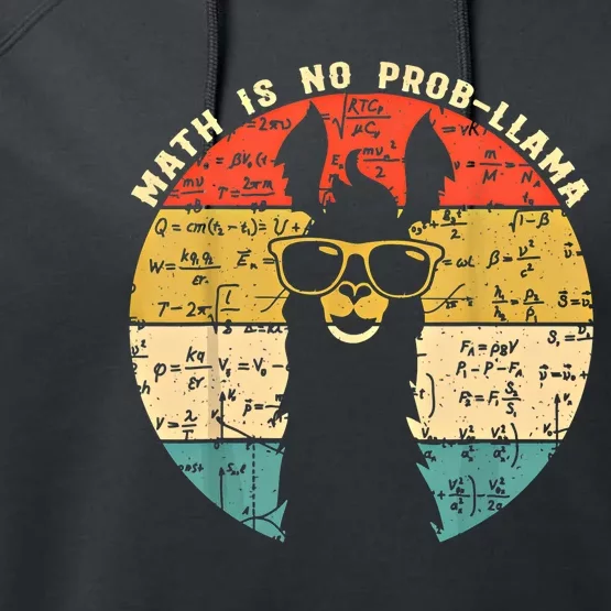 Math Is No Probllama Math Llama Teacher Graphic Plus Size Gift Performance Fleece Hoodie