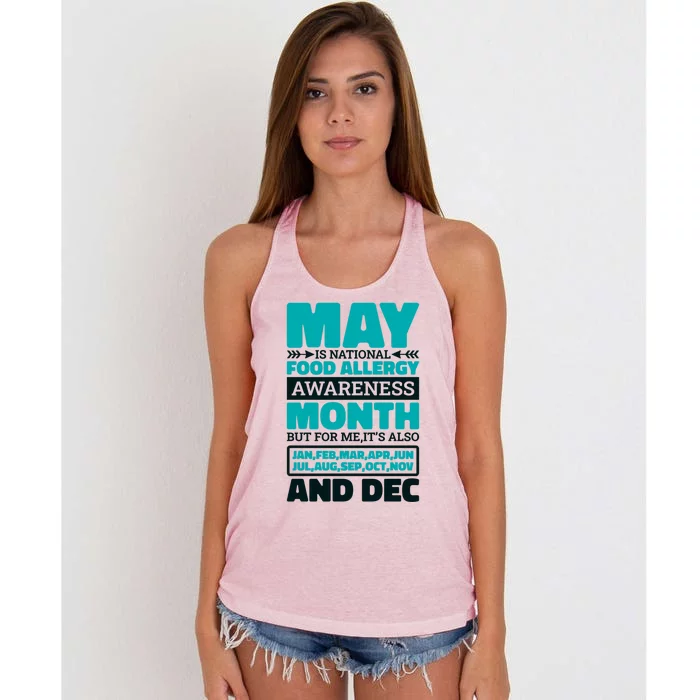 May Is National Food Allergy Awareness Month Food Allergies Gift Women's Knotted Racerback Tank