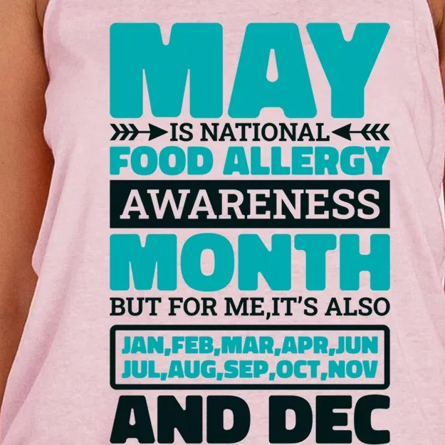 May Is National Food Allergy Awareness Month Food Allergies Gift Women's Knotted Racerback Tank