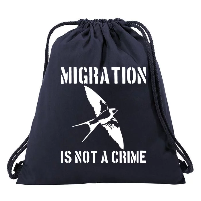 Migration Is Not A Crime Drawstring Bag