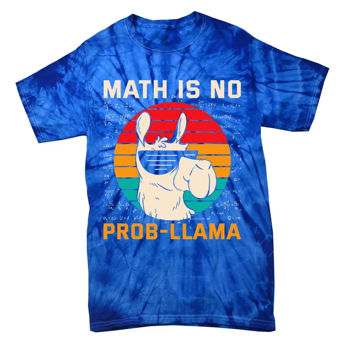 Math Is No Probllama Funny Science Retro Llama Tie-Dye T-Shirt