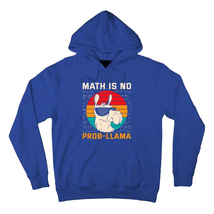 Math Is No Probllama Funny Science Retro Llama Tall Hoodie