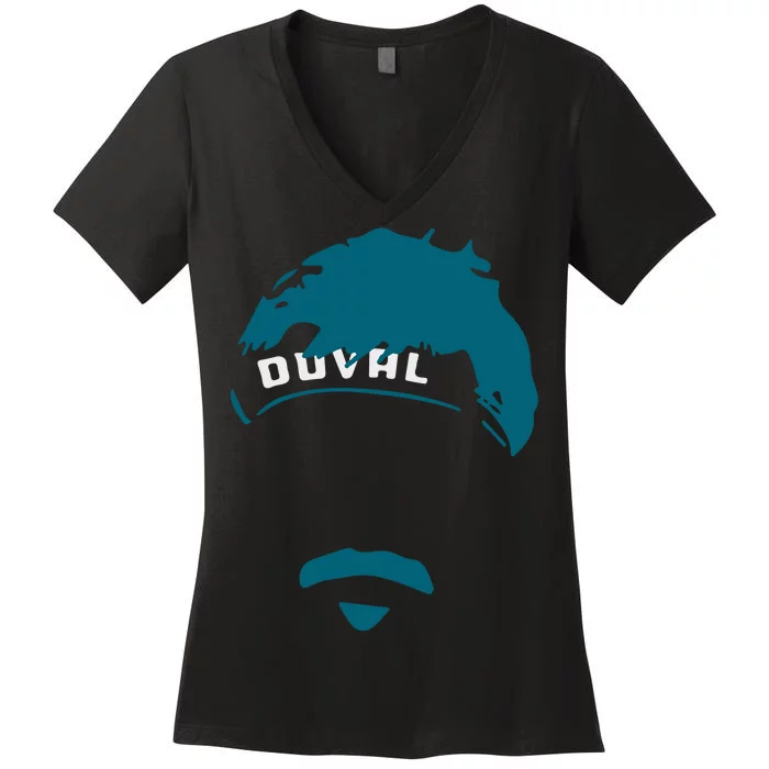 Minshew Mustache Mania Duval Women's V-Neck T-Shirt