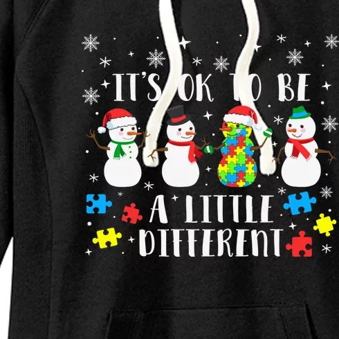 Motivational It's Ok To Be Different Autism Awareness, Christmas Autism Puzzles Women's Fleece Hoodie