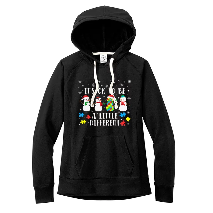 Motivational It's Ok To Be Different Autism Awareness, Christmas Autism Puzzles Women's Fleece Hoodie