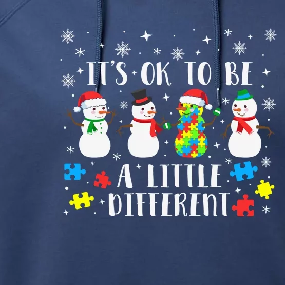 Motivational It's Ok To Be Different Autism Awareness, Christmas Autism Puzzles Performance Fleece Hoodie