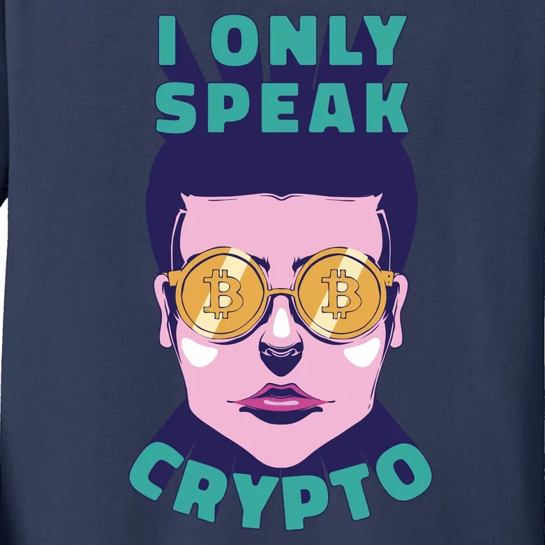 Male I Only Speak Crypto Kids Long Sleeve Shirt