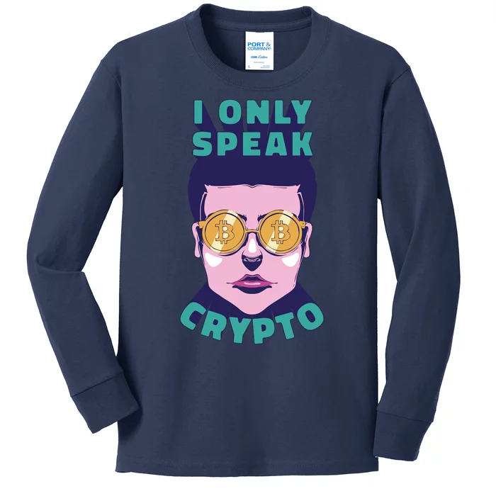 Male I Only Speak Crypto Kids Long Sleeve Shirt