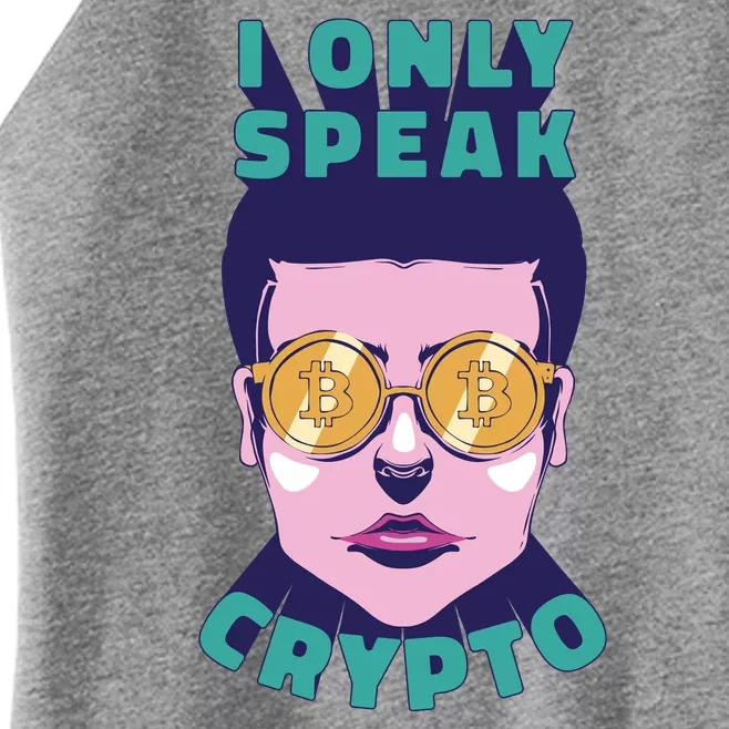 Male I Only Speak Crypto Women’s Perfect Tri Rocker Tank