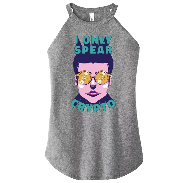 Male I Only Speak Crypto Women’s Perfect Tri Rocker Tank